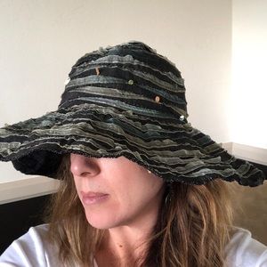 Fabulous Sun Hat, beads and ribbon detailing.